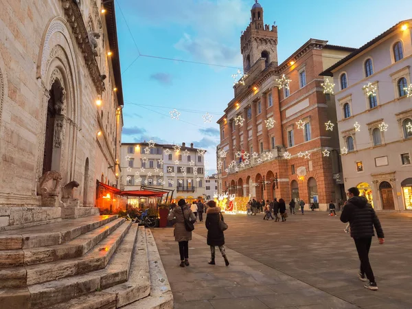 Foligno Italy Δεκεμβριου 2021 Άποψη Του Ιστορικού Κέντρου Της Πόλης — Φωτογραφία Αρχείου