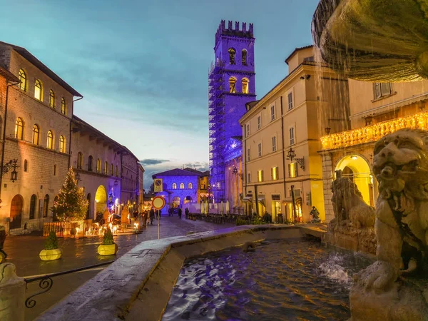 Assisi Italy Декабря 2021 Красивая Площадь Пьяцца Дель Пополо Ассизи — стоковое фото