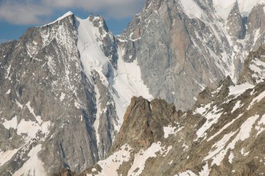 Yaz mevsiminde İtalya 'da Mont Blanc yaz manzarası