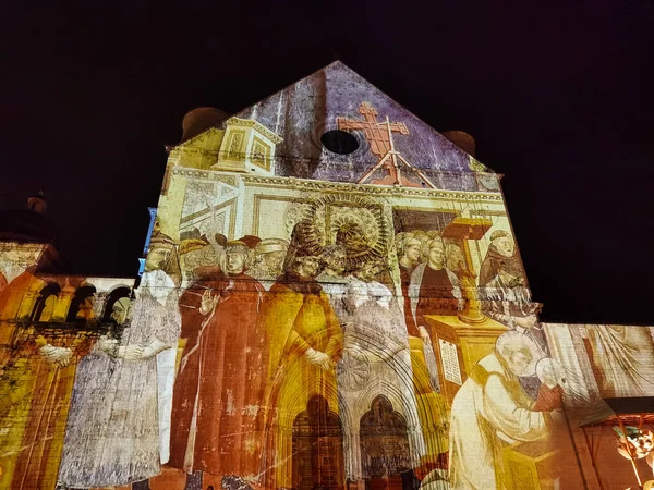 Assisi Italy December 2021 Colored Facade Basilica Saint Francis Assisi — Stock Photo, Image