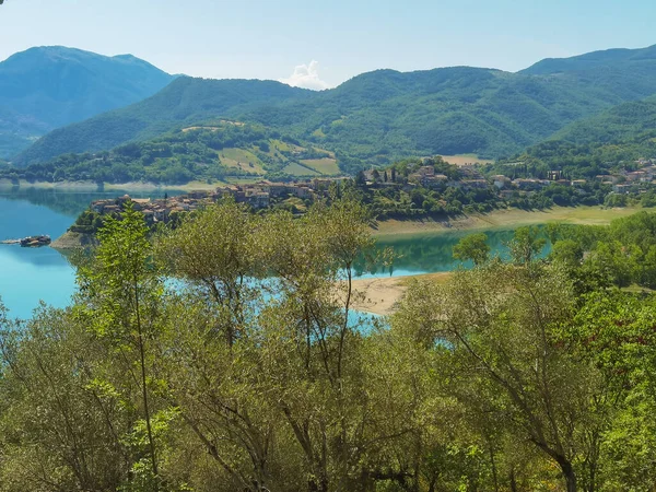 Vista Panorámica Colle Tora Sobre Lago Turano Lazio — Foto de Stock