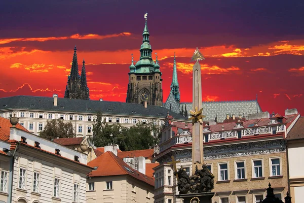 Vista Romantica Della Città Praga Durante Tramonto Estivo Repubblica Ceca — Foto Stock