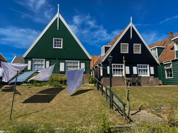 Typical Dutch Village Scene Wooden Houses Island Marken Netherlands Holland — 图库照片