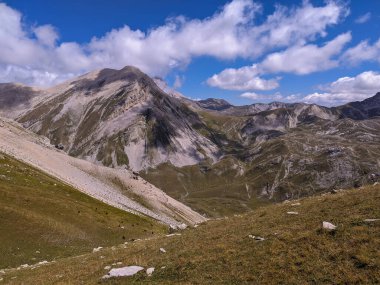 High mountains view from Valle del Chiarino in Abruzzo Italy