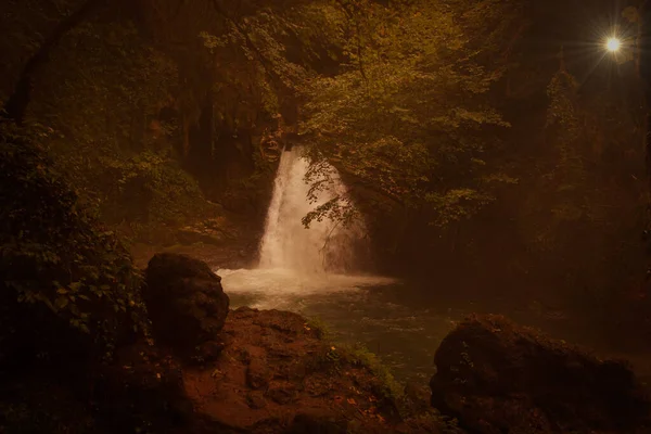 Vista Paisagem Mística Com Cachoeira Floresta Lazio Itália — Fotografia de Stock