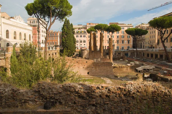 Roma Itália Outubro 2022 Vista Área Arqueológica Largo Torre Argentina — Fotografia de Stock