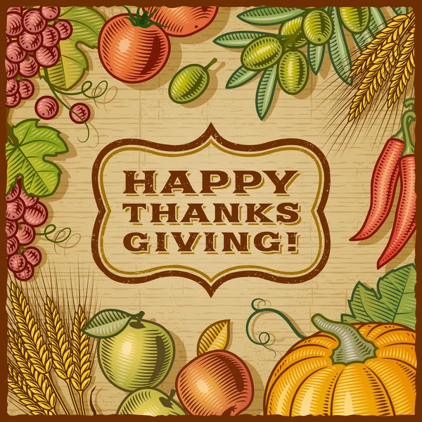 Thanksgiving Retro Card — Stock Vector