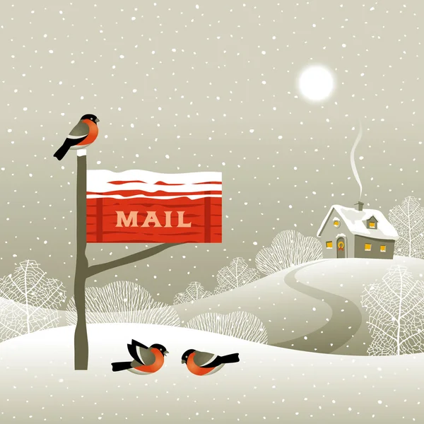 林縁上のメールボックス — ストックベクタ