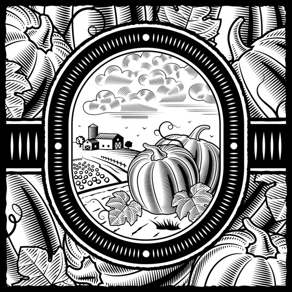 Pumpkin harvest black and white — Stock Vector