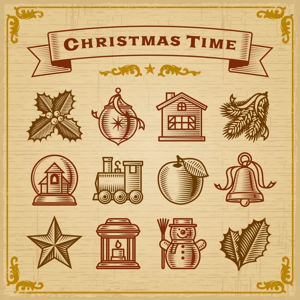 Décorations de Noël Vintage — Image vectorielle