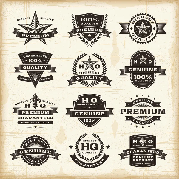 Vintage etiquetas de calidad premium conjunto Vector De Stock