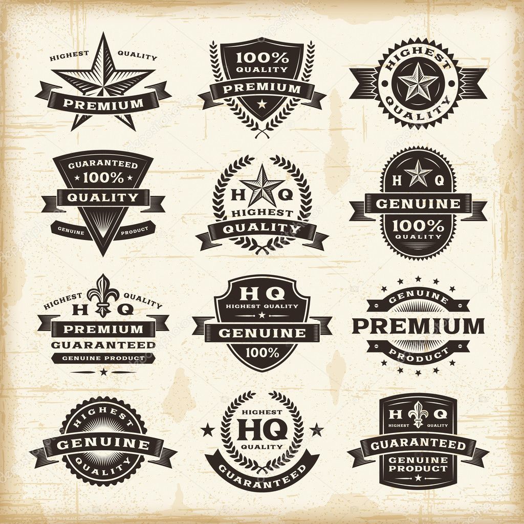 Vintage premium quality labels set