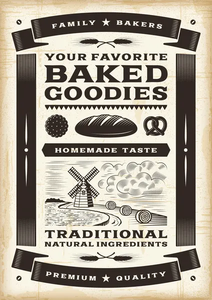 Плакат старинной пекарни — стоковый вектор