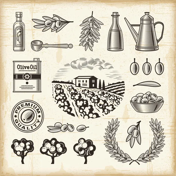 Vintage zeytin hasat seti