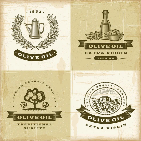 Vintage olive oil labels set Stock Illustration