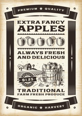 Vintage apple harvest poster clipart
