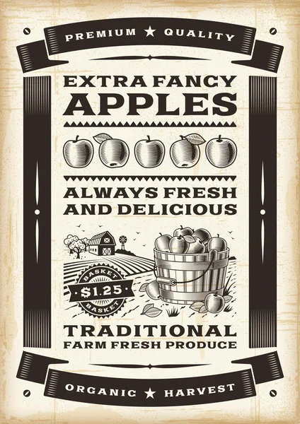 Cartel cosecha manzana Vintage — Archivo Imágenes Vectoriales