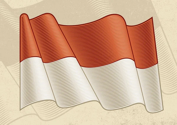 Vintage Flag Indonesia Editable Eps8 Vector Illustration Clipping Mask Woodcut — стоковий вектор