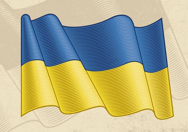 Ukrayna 'nın klasik bayrağı. Tahta kesim tarzında kırpma maskesiyle düzenlenebilir EPS8 vektör çizimi.