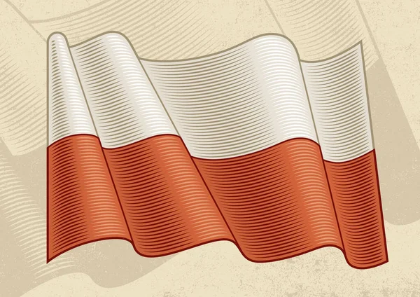 Vintage Flag Poland Editable Eps8 Vector Illustration Clipping Mask Woodcut Stock Vector