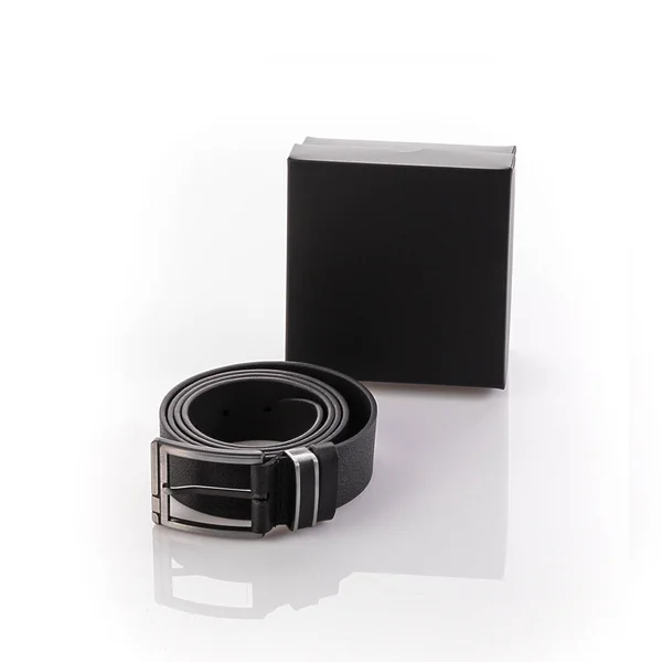 Men Belt Box Isolated White Background — Stock Photo, Image