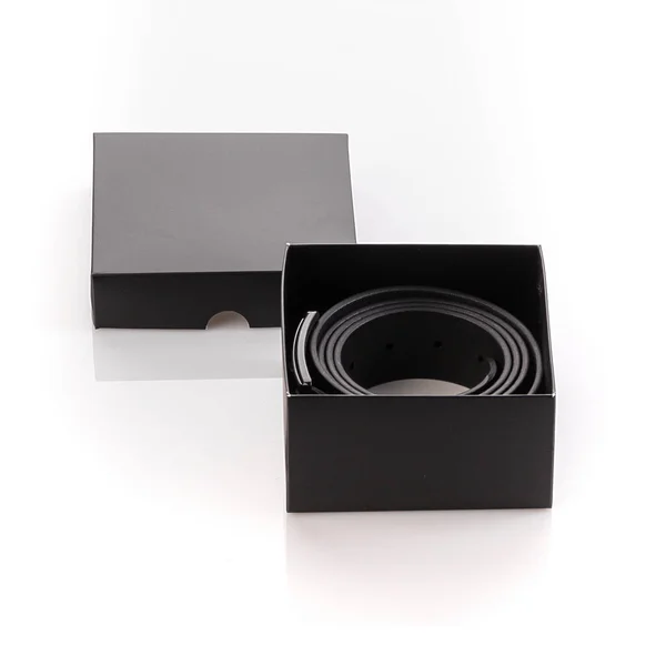 Men Belt Box Isolated White Background — Stock Photo, Image