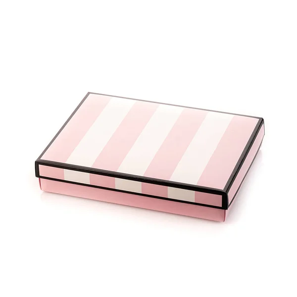 Pink Striped Box Gift Shopping Isolated White Background — Stock Photo, Image