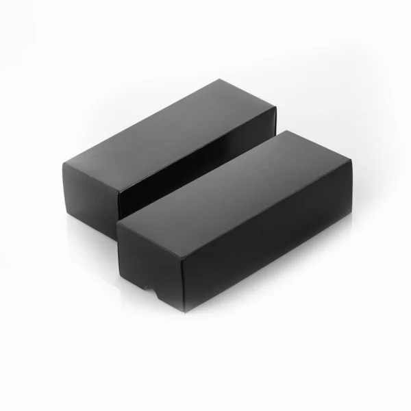 Black Cardboard Box Isolated White — Stock Photo, Image