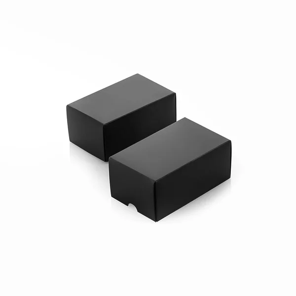 Beyaz Izole Siyah Karton Kutu — Stok fotoğraf