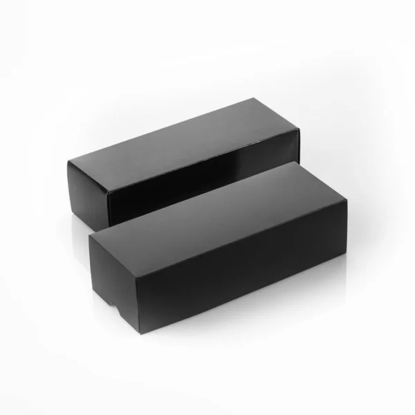 Caja Cartón Negro Aislado Blanco — Foto de Stock