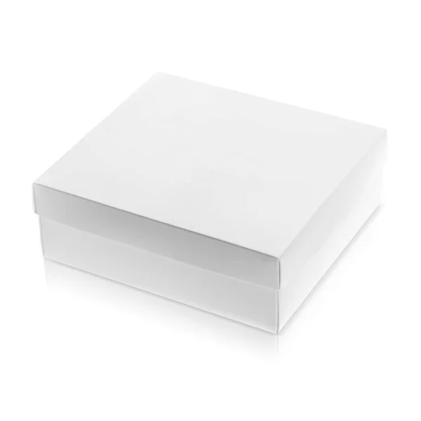 Bílá Lepenková Krabička Izolovaná Bílém — Stock fotografie
