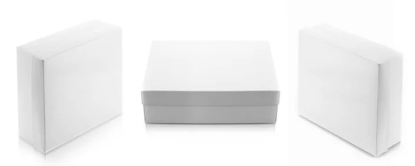 Caja Cartón Blanco Aislada Blanco — Foto de Stock