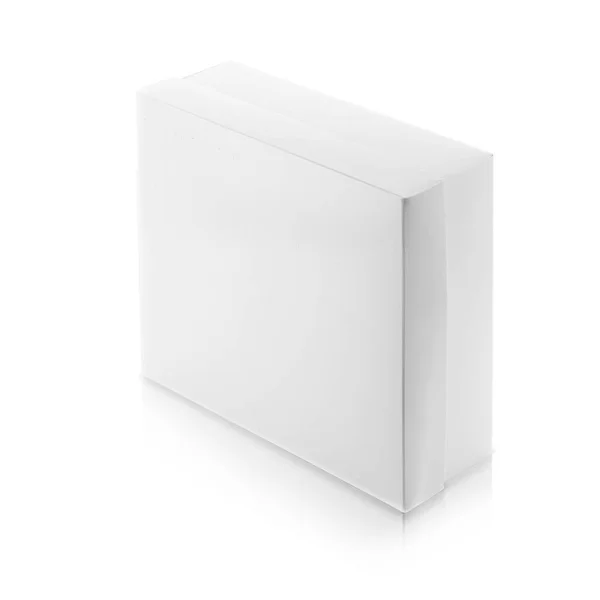 Bílá Lepenková Krabička Izolovaná Bílém — Stock fotografie