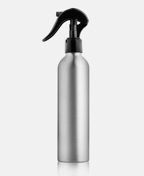Trigger Pistol Spray Silver Järnflaska Hårvård Ingredient Moisture Jar Isolerad — Stockfoto