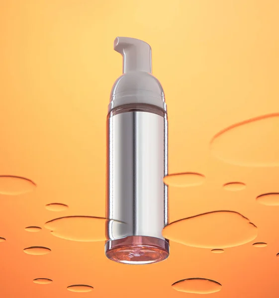 Cosmetic Jar Dispenser Located Hero View Large Decorative Drops Orange — Stock Photo, Image