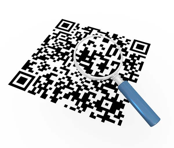 3d magnifier and qr code — Stock Photo, Image
