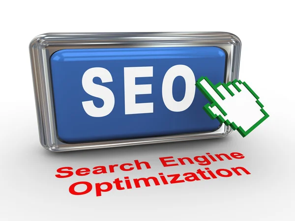 3d hand cursor and seo button — Stock Photo, Image