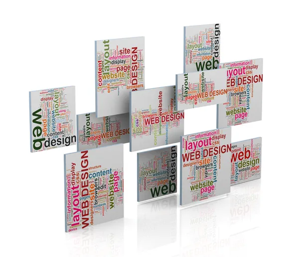 Etiquetas de palabras de diseño web 3d wordcloud —  Fotos de Stock