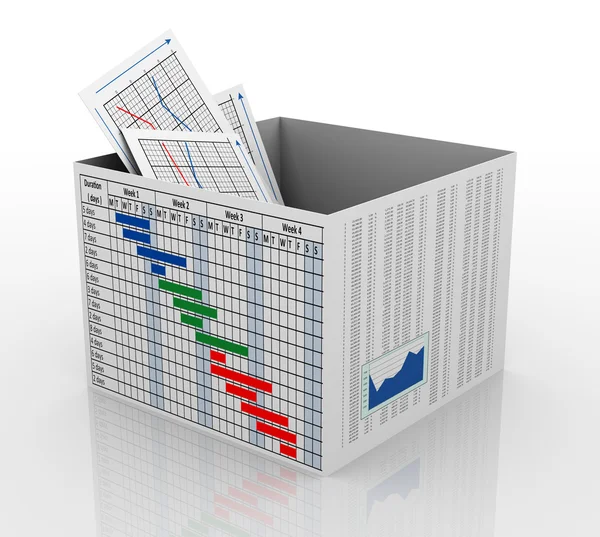 3D-Geschäftsdiagramm in der Box — Stockfoto