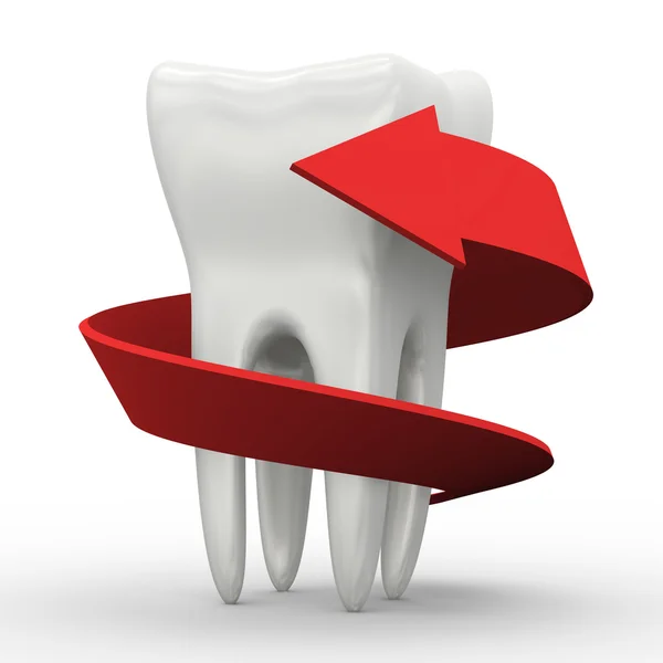3D strzałkę w okolice białych zębów — Zdjęcie stockowe