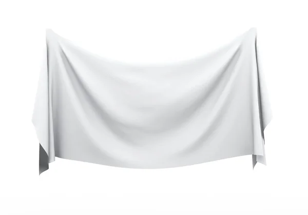 白い空の布のバナーの3Dレンダリング — ストック写真