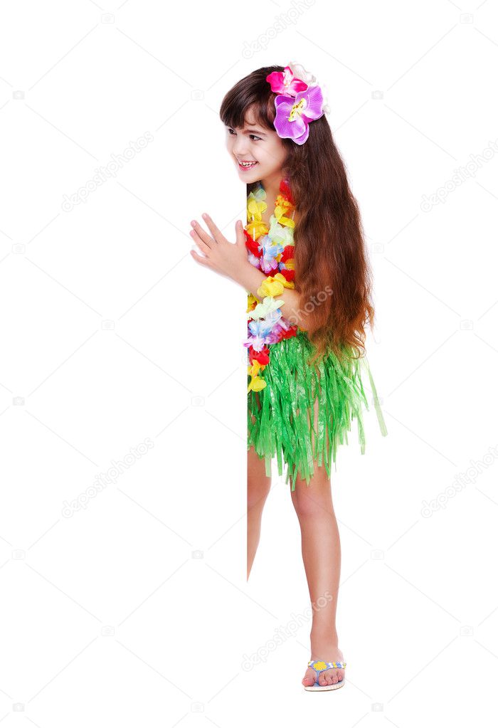 Girl in hawaiian dress — Stock Photo © iagodina #26836641