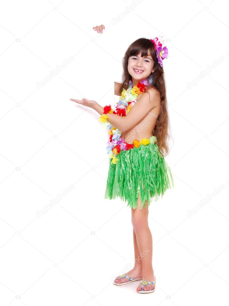 Little girl in Hawaiian dress — Stock Photo © iagodina 26836651