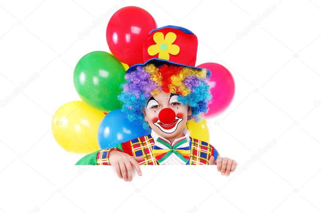 Garcon Clown Tenant Le Tableau Blanc Image Libre De Droit Par Iagodina C