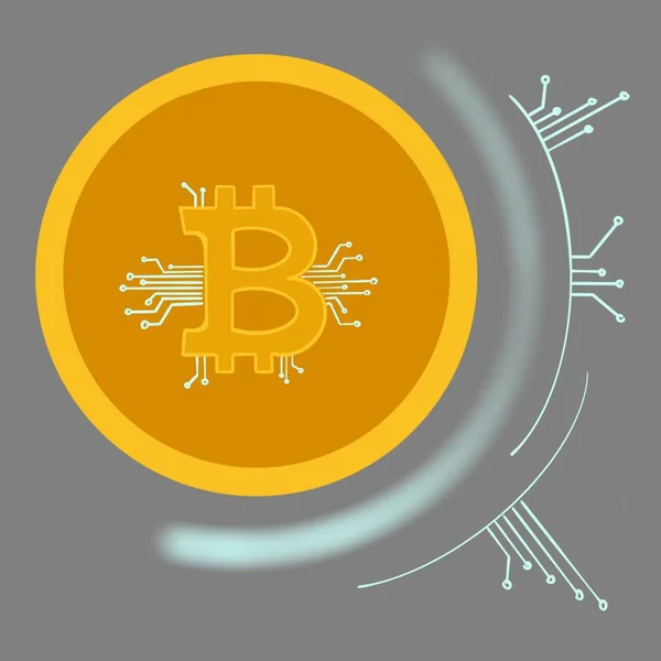 Digital Bitcoin Coin Data Lines Digital Illustration — Stock Photo, Image
