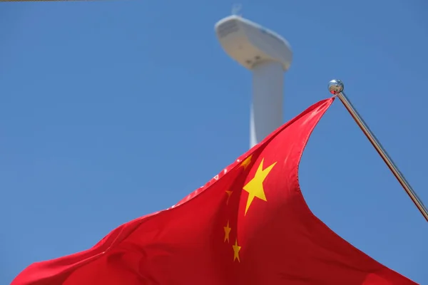 Bandeira Nacional China Está Agitando Vento — Fotografia de Stock