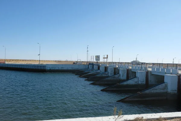 Aralsk Kazakhstan 2020 Territory Kokaral Dam Regulation Water Level Small — Stock Photo, Image