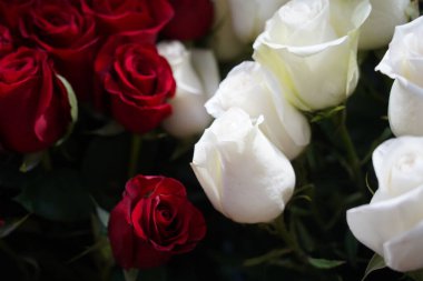 Satılık dekoratif kağıtlı parlak buketler.