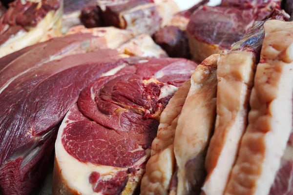Almaty Kazakhstan 2022 Different Parts Meat Prepared Sale Open Market — Stock Photo, Image