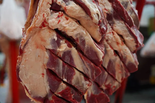 Almaty Kazakstan 2022 Olika Delar Kött Bereds För Försäljning Den — Stockfoto